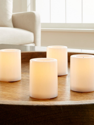 Flameless White Votive Candles With Timer, Set Of 4