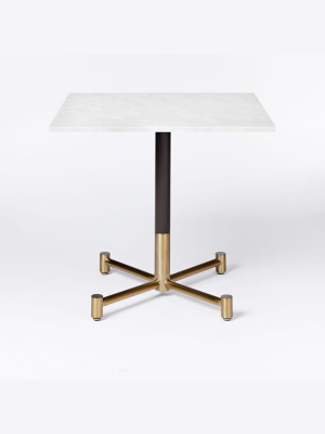 White Marble Square Bistro Table - Branch Base