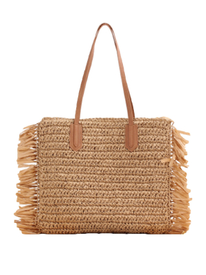 'alissa' Rattan Tote Bag With Straw (2 Colors)