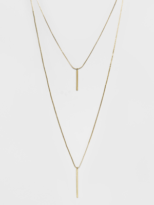 Short And Long Layered Pendant Necklace - A New Day™ Gold