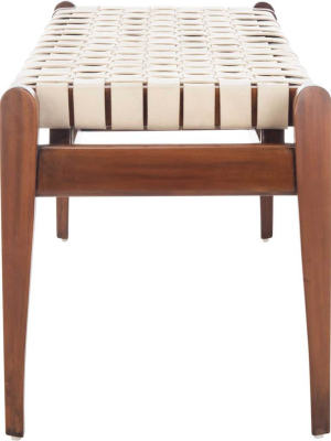 Diya Leather Bench White/light Brown