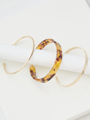 Aeo Gold Resin Cuff Bracelets 3-pack