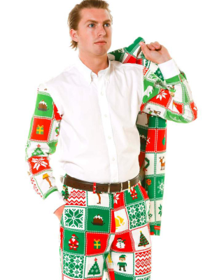 Grandmama's Ugly Quilt | Mens Ugly Christmas Quilt Dress Shirt