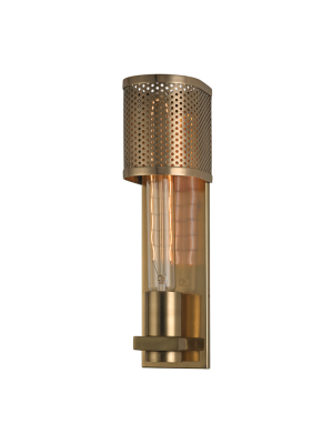 Hudson Valley Lighting Meridian Sconce - Aged Brass & Perforated Aged Brass