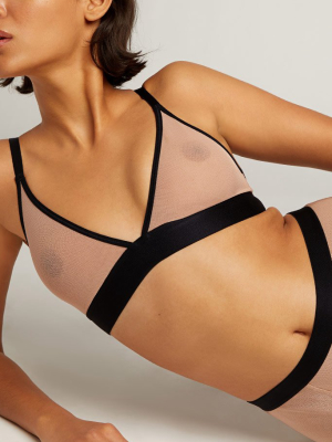 Sieve Triangle Bra In Buff + Black