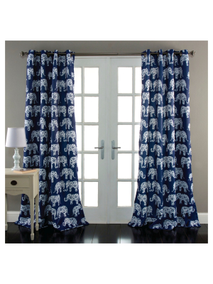 Set Of 2 Floral Paisley Room Darkening Window Curtain Panel Blue - Lush Décor