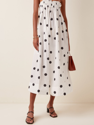 Polka-dot Recycled Crepe Midi Dress