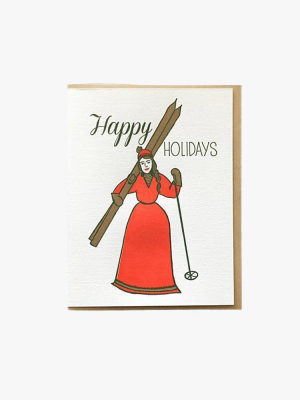 Noteworthy Ski Lady Greeting Card