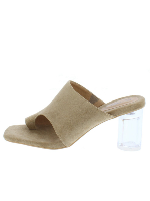 Nani Olive Square Open Toe Lucite Slide Heel