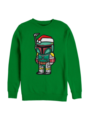 Men's Star Wars Boba Fett Santa Hat Cartoon Sweatshirt