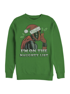 Men's Marvel Christmas Deadpool Naughty List Sweatshirt