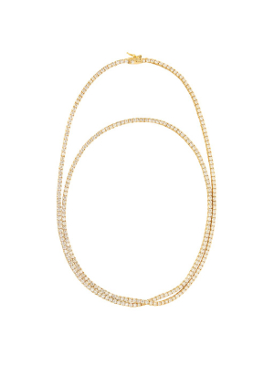 Double Wrap Diamond Tennis Necklace - Yellow Gold