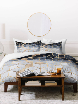 Elisabeth Fredriksson Soft Gradient Cube Duvet Set Blue - Deny Designs