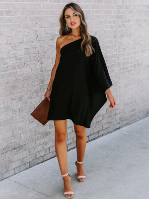 Side To Side One Shoulder Statement Dress - Black