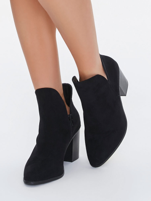 Notched Block Heel Booties