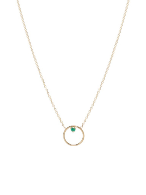 14k Circle Prong Emerald Necklace