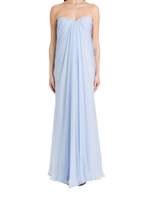 Alexander Mcqueen Strapless Draped Maxi Dress