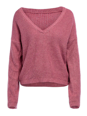 'stacie' Deep V-neck Knitted Sweater (6 Colors)