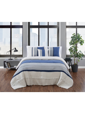 London Fog Newport Stripe Microsuede Comforter Set