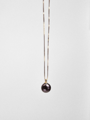 Pippa Pearl Necklace / Yellow Gold & Black Pearl