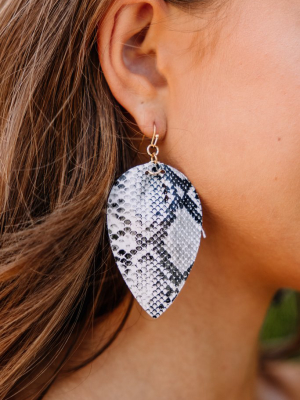 All The Facts Gray Snake Earrings