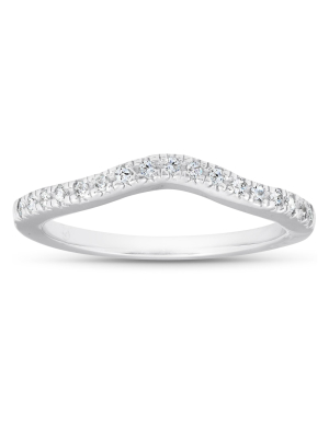 Pompeii3 1/8ct Curved Diamond Wedding Ring 14k White Gold