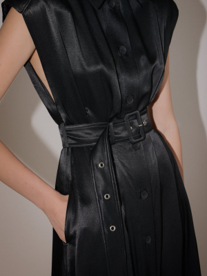 Satin Belted Dress