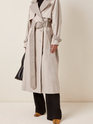 Two-tone Cotton-blend Trench Coat