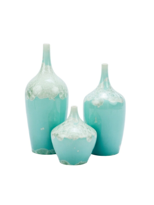 Contemporary Crystal Shell Vases, Set Of 3