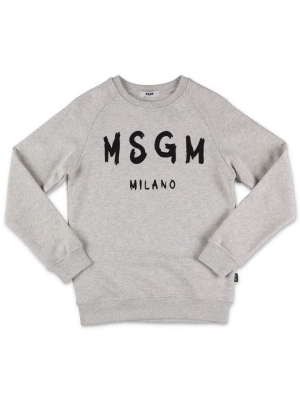 Msgm Kids Logo Print Crewneck Sweatshirt