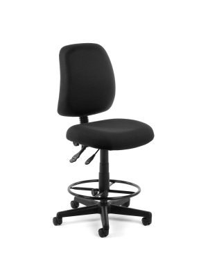 Posture Series Mid-back Armless Fabric Swivel Task Chair With Drafting Kit Black - Ofm