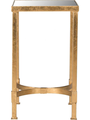 Hakeem Mirror Top End Table Antique Gold