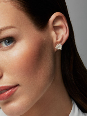 14kt Yellow Gold Moonstone Diamond Luxe Jasmine Stud Earrings
