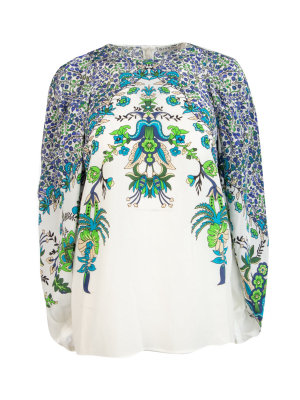 Givenchy Floral Printed Batwing Sleeves Blouse