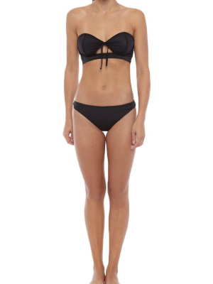 Front Cut Out Bandeau Bikini Top - Black