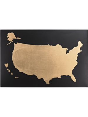 World Map Gold On Black