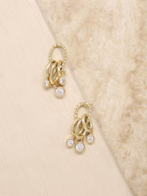 Mini Crystal Jingle Dangle 18k Gold Plated Earrings