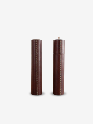 Small Round Set Of Salt And Pepper Grinder In Marron By Sol Y Luna