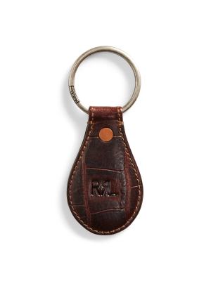 Crocodile-embossed Leather Key Fob