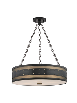 Hudson Valley Lighting Gaines 4-bulb Pendant - Aged Old Bronze & Clear Outside Frosted Inside