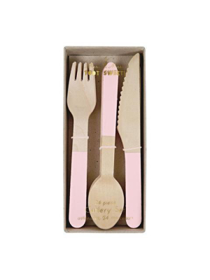 Meri Meri Wooden Cutlery Set Pink