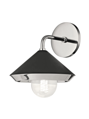 Marnie 1 Light Wall Sconce - Polished Nickel/black