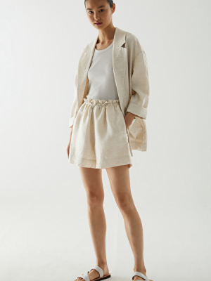 Linen Paperbag Waist Shorts