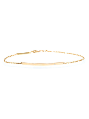 14k Diamond Curved Bar Bracelet