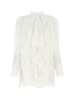 Valentino Ruffled Sheer Chiffon Shirt