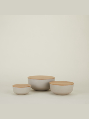 Light Grey Essential Lidded Bowls - Set Of 3