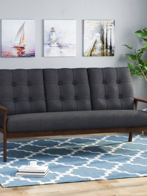 Duluth Mid Century Tufted Sofa Black - Christopher Knight Home