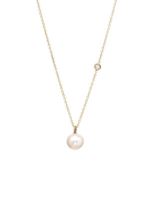 14k Large Pearl And Diamond Necklace