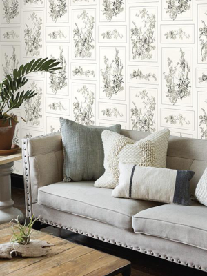 The Magnolia Wallpaper In Grey And White From The Magnolia Home Collection By Joanna Gaines