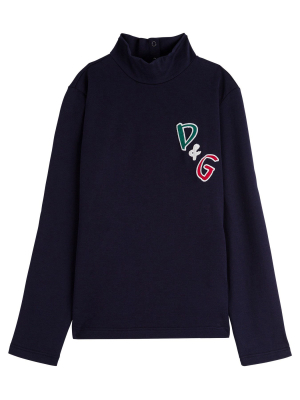 Dolce & Gabbana Kids Logo Patch Turtleneck Sweatshirt